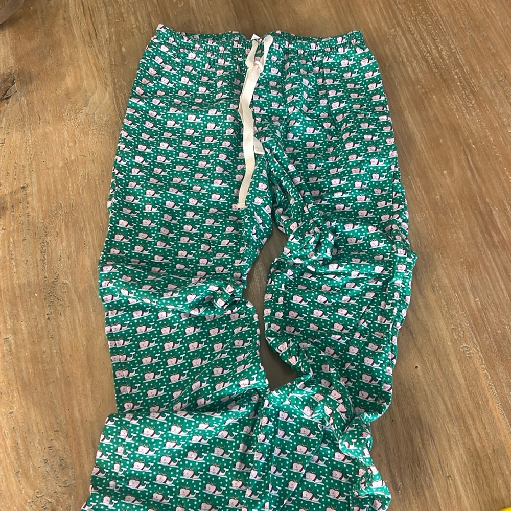 Vineyard Vines Christmas Reindeer Whale Pajama‎ Pants Green Mens Small Cotton